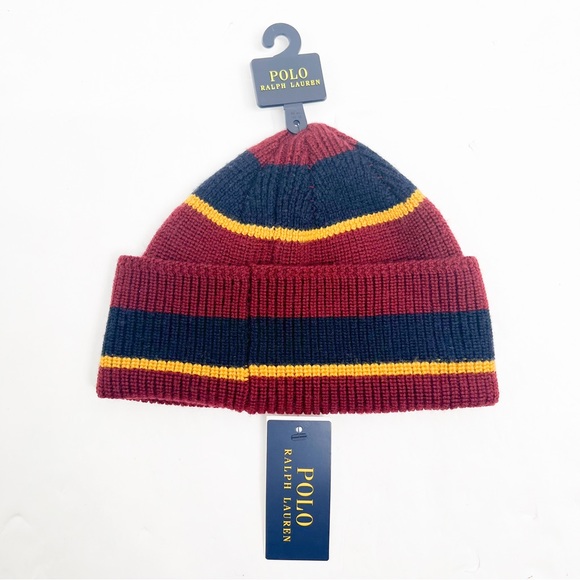 Polo Ralph Lauren Regimental Stripe Cuffed Watch Cap Beanie Ski Hat - Picture 6 of 10